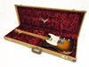 Vintage sunburst Fender Telecaster electric guitar with maple neck and worn finish in tweed hard case with red plush interior