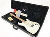 Fender Custom Shop white Stratocaster electric guitar with maple neck in black plush-lined hard case, including Fender warranty and authenticity documents
