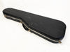 Black rectangular hard guitar case with silver latches and handle, designed for electric guitar storage and transport, shown on white background