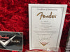 Fender Custom Shop Certificate of Authenticity for Custom Stratocaster dated 09/24/07 with serial number CZ507632 on red plush guitar case lining with Fender Custom Shop logo card.