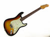 Fender Stratocaster electric guitar with sunburst finish, three single-coil pickups, rosewood fretboard, and vintage-style tremolo bridge on white background.