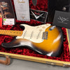 Fender Custom Shop 2019 Stratocaster Sunburst electric guitar in tweed hard case with red plush interior, Fender certificates and tags visible