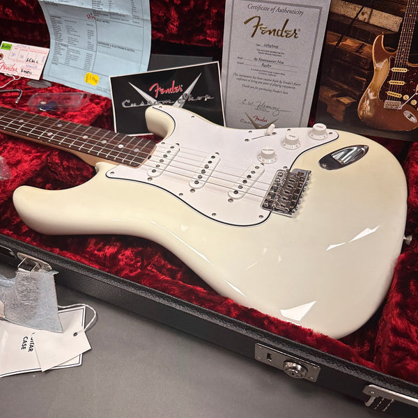 Fender Custom Shop 1969 Stratocaster NOS in Olympic White with rosewood fingerboard in red plush-lined hard case with certificate of authenticity and documentation.