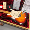 Fender 56 Stratocaster Inca Silver electric guitar with sunburst finish and maple neck in a red plush lined hard case with Fender certificate and documentation