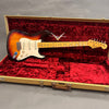 Fender Custom Shop sunburst electric guitar with maple neck in vintage tweed hard case with red velvet interior
