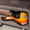 Vintage sunburst electric bass guitar with rosewood fretboard in padded black case
