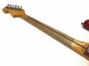 Electric guitar maple neck with a dark walnut stripe and vintage tuning machines on white background