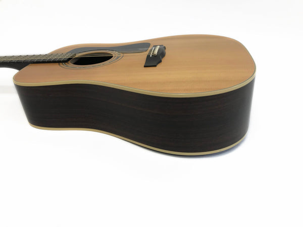 Acoustic guitar with natural wood top and dark wood sides and back on white background, Coffee House Guitars product image