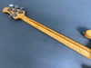 Back of maple guitar neck with tuning pegs and visible truss rod on gray background, Coffee House Guitars product image
