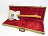 Fender Telecaster electric guitar with maple neck and vintage white finish in tan tweed hard case with plush red interior lining