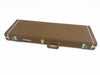 Brown hard shell guitar case with white stitching and gold latches designed for Fender CS Telecaster guitars