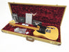 Fender Telecaster electric guitar in blonde finish with black pickguard displayed in open tweed hard case with red plush interior, including Fender Custom Shop certificate of authenticity and accessories