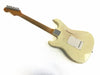 Vintage white electric guitar with maple neck and visible wear on body back, Coffee House Guitars product listing image