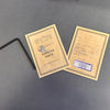 Martin & Co warranty cards with small key and Allen wrench on grey background for guitar maintenance and authenticity verification