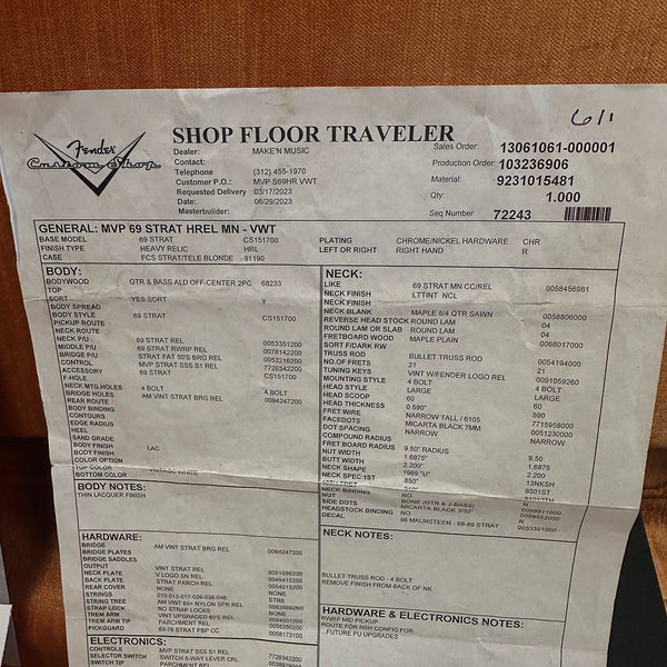 Fender Custom Shop 69 Heavy Relic Stratocaster Custom Order MVP edition