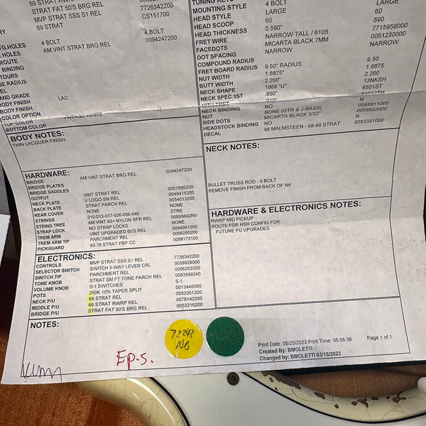 Fender Custom Shop 69 Heavy Relic Stratocaster Custom Order MVP edition