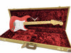 Fender Custom Shop red Stratocaster electric guitar with maple neck in vintage tweed hard case with plush red interior lining