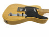 Butterscotch blonde electric guitar with black pickguard and chrome hardware on white background