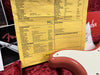 Fender Custom Shop certificate of authenticity with detailed specs for a 2020 Time Machine Stratocaster, featuring faded aged Tahitian Coral Poblano Relic finish and vintage style hardware, next to a coral-colored Fender guitar body in a red plush case.